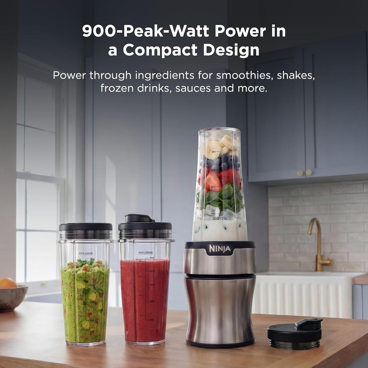 Ninja Nutri-Plus Personal Blender | Compact Push to Blend | Make Frozen Drinks,